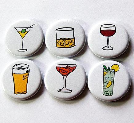 Cocktail Hour Set of Six Magnets - Kelly's Handmade