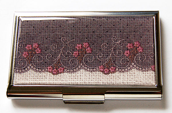Lace Sewing Needle Case in Brown & Pink - Kelly's Handmade