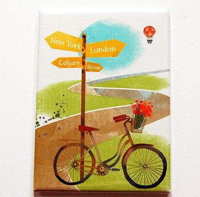 Bicycle Trip Rectangle Magnet - Kelly's Handmade