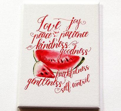 Joy Love Peace Watermelon Rectangle Magnet - Kelly's Handmade