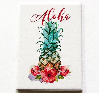 Aloha Pineapple Rectangle Magnet - Kelly's Handmade
