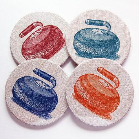 Curling Coasters - Kelly's Handmade