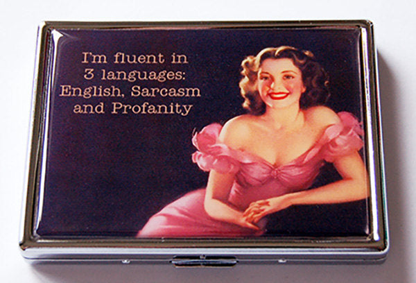 English Sarcasm & Profanity Funny Slim Cigarette Case - Kelly's Handmade