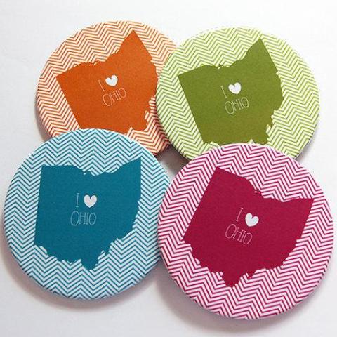 I Love Ohio Coasters - Kelly's Handmade