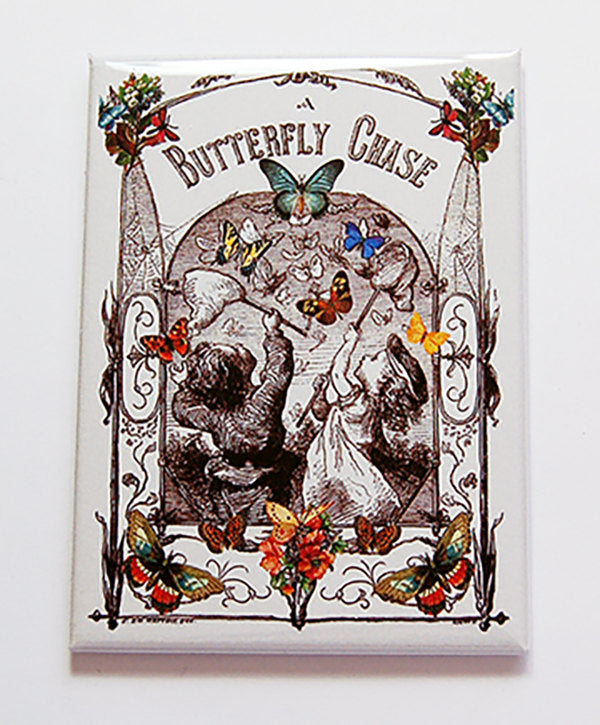 Butterfly Chase Rectangle Magnet - Kelly's Handmade