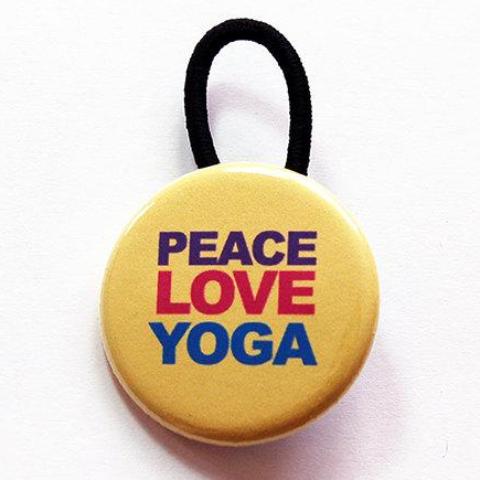 Peace Love Yoga Ponytail Holder - Yellow or Black - Kelly's Handmade