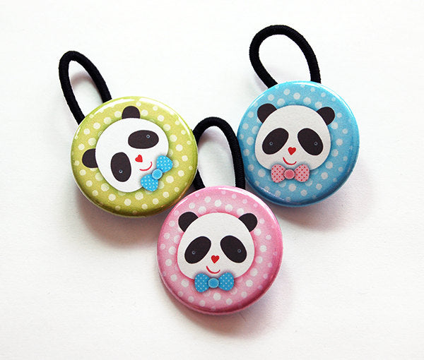 Panda Bear Ponytail Holder - Available in 3 Colors - Kelly's Handmade