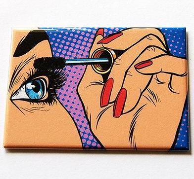 Comic Style Mascara Large Pocket Mirror - Kelly's Handmade