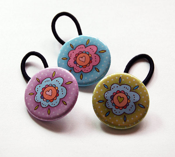 Floral Ponytail Holder - Available in 3 colors - Kelly's Handmade