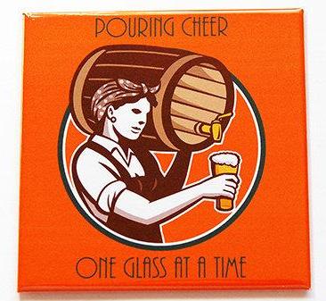 Pouring Cheer Beer Magnet - Kelly's Handmade
