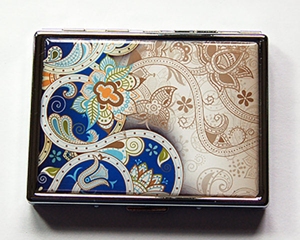 Paisley Slim Cigarette Case in Blue - Kelly's Handmade