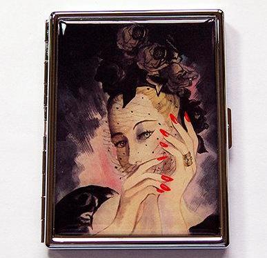 Woman Smoking Slim Cigarette Case - Kelly's Handmade