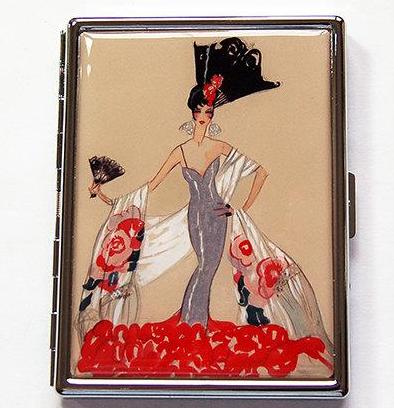 Woman in Evening Gown Slim Cigarette Case - Kelly's Handmade