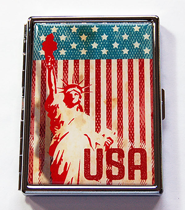 Stars & Stripes Lady Liberty Slim Cigarette Case - Kelly's Handmade