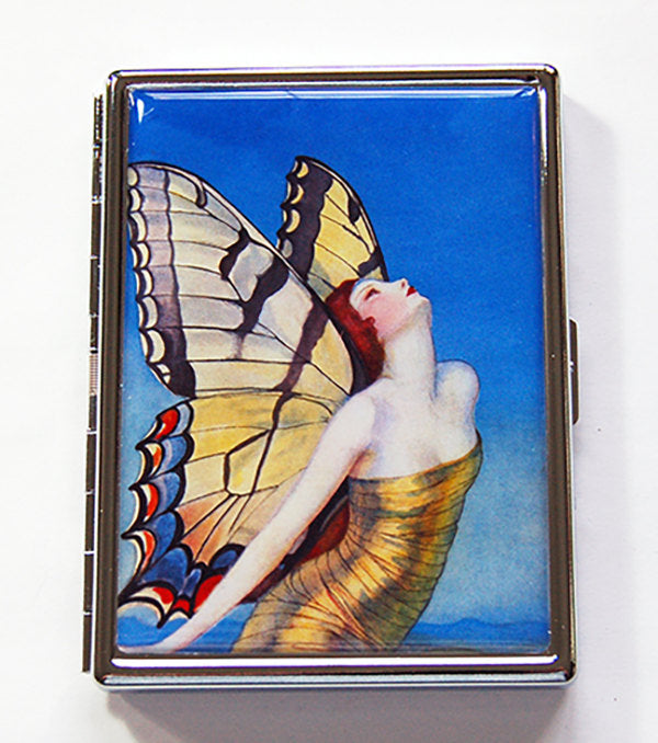 Fairy Slim Cigarette Case in Blue & Gold - Kelly's Handmade