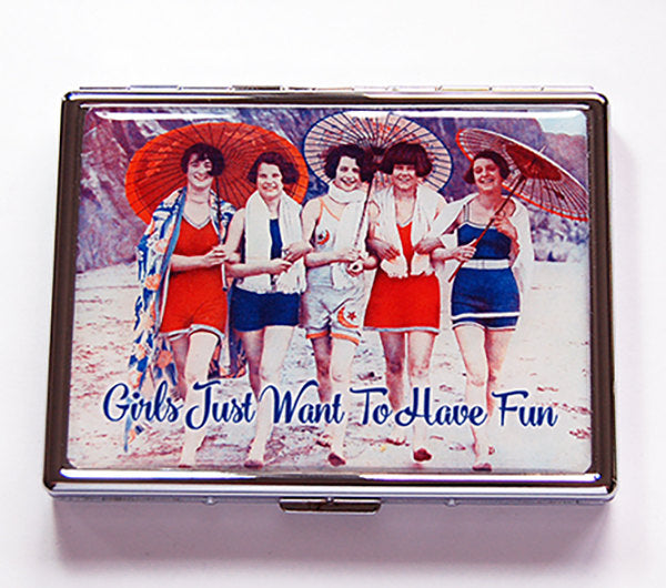 Retro Flapper Girls Have Fun Slim Cigarette Case - Kelly's Handmade