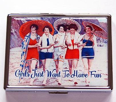 Retro Flapper Girls Have Fun Slim Cigarette Case - Kelly's Handmade