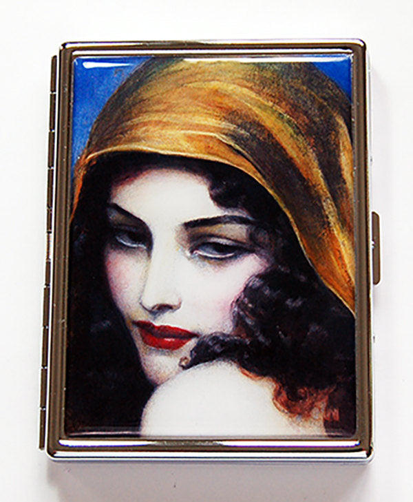 Hooded Woman Fine Art Slim Cigarette Case - Kelly's Handmade