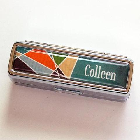 Personalized Lipstick Case in Green & Orange - Kelly's Handmade