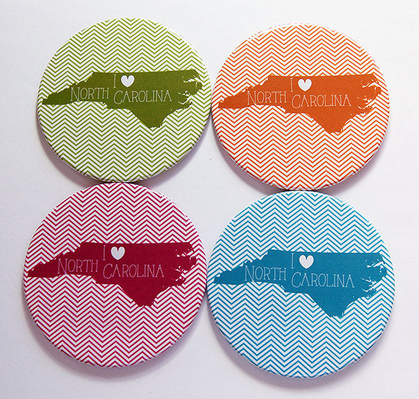 I Love North Carolina Coasters - Kelly's Handmade