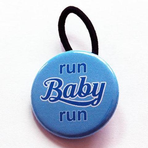 Run Baby Run Ponytail Holder - Blue or Pink - Kelly's Handmade
