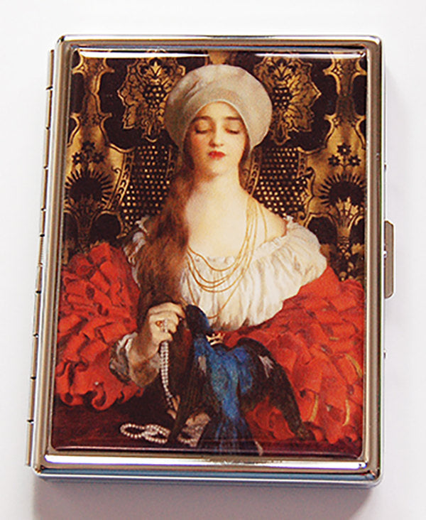 Woman's Portrait Fine Art Slim Cigarette Case - Kelly's Handmade