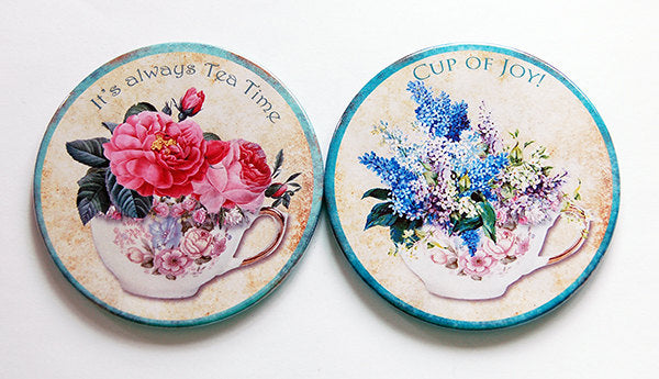 Tea Time Coasters - Blue - Kelly's Handmade