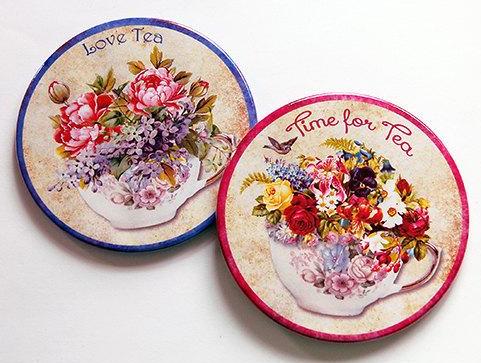 Tea Time Coasters - Pink & Purple - Kelly's Handmade