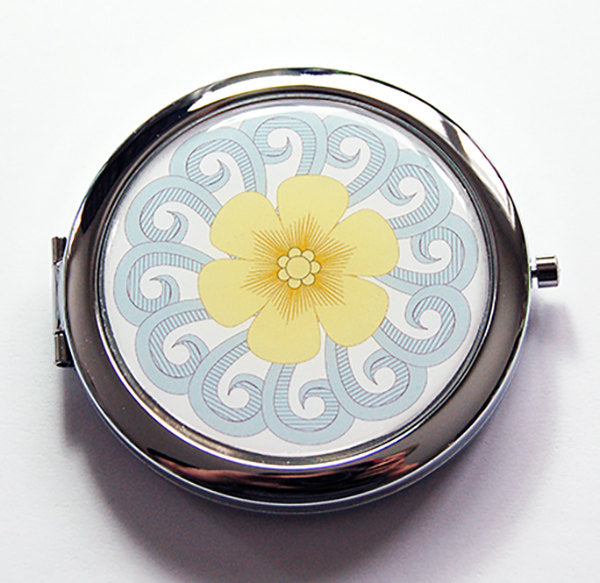 Bride's Something Blue Compact Mirror in Blue & Yellow - Kelly's Handmade