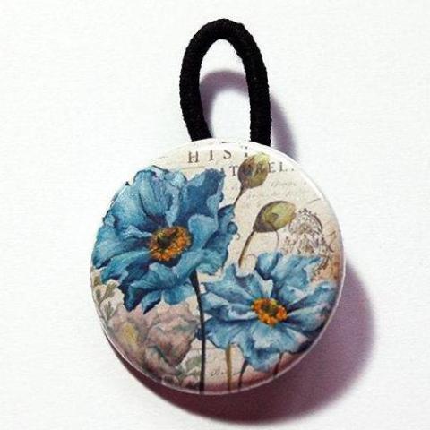 Floral Ponytail Holder in Blue - Kelly's Handmade
