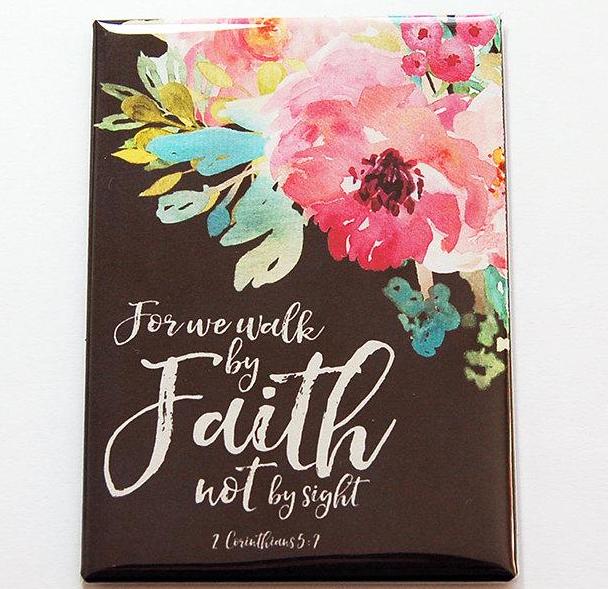 For We Walk By Faith Rectangle Magnet - Kelly's Handmade