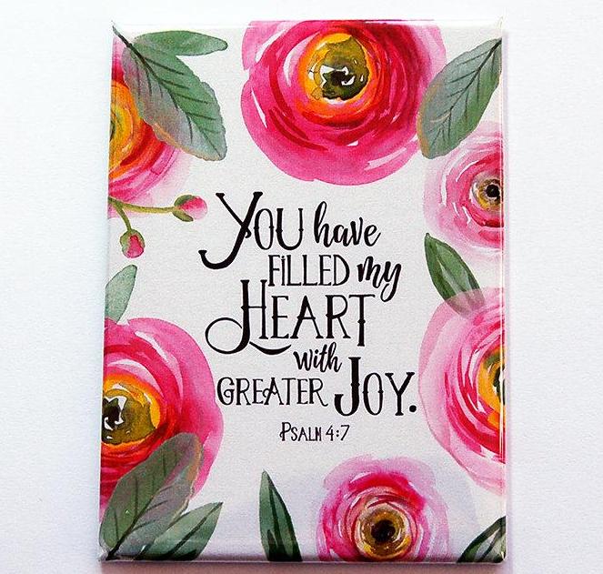Filled My Heart Psalm Magnet - Kelly's Handmade