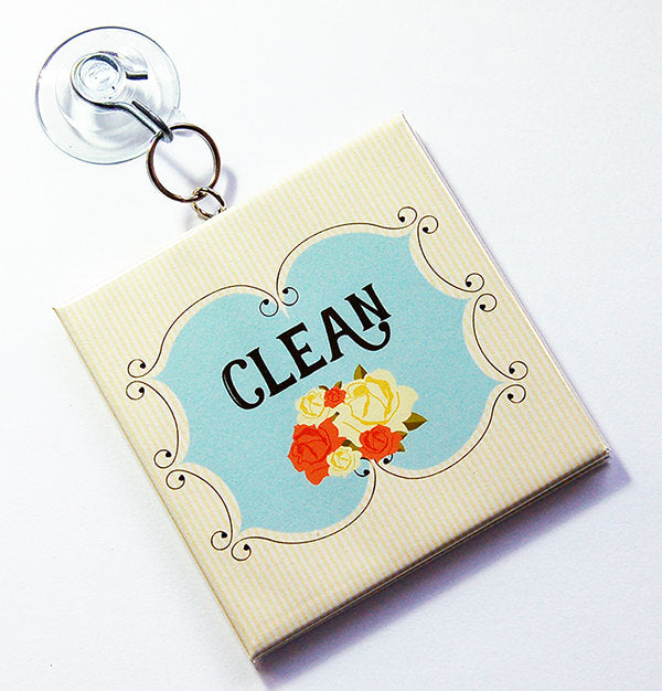 Floral Clean/Dirty Dishwasher Sign in Yellow & Blue - Kelly's Handmade
