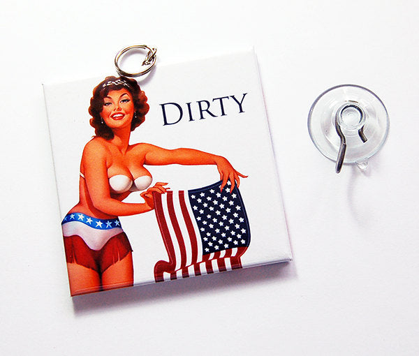 American Flag Pin-up Girl Clean/Dirty Dishwasher Sign - Kelly's Handmade