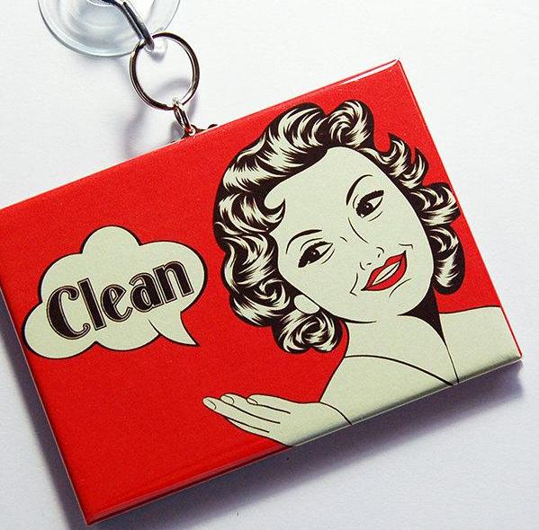 Comic Style Clean/Dirty Dishwasher Sign in Orange & Blue - Kelly's Handmade