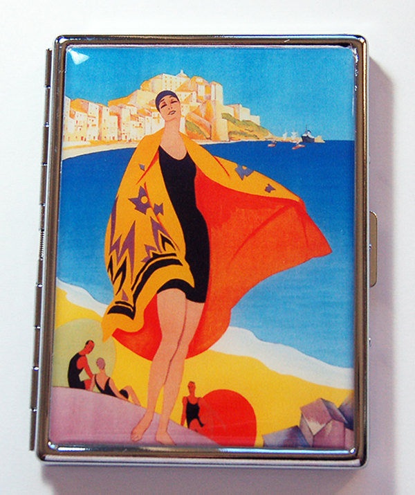 Retro Flapper at the Beach Slim Cigarette Case - Kelly's Handmade