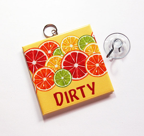 Citrus Clean/Dirty Dishwasher Sign in Orange - Kelly's Handmade