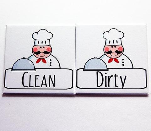 Chef Clean & Dirty Dishwasher Magnets - Kelly's Handmade