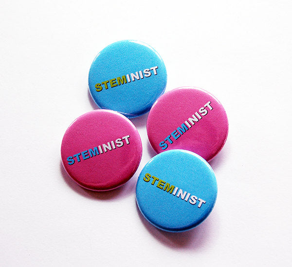 STEMinist Pin in Blue & Pink - Kelly's Handmade