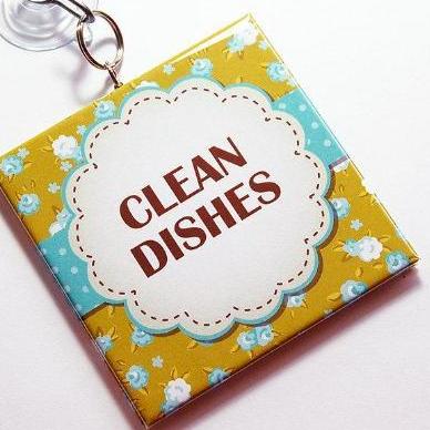 Flower Dishwasher Sign in Green & Blue - Kelly's Handmade