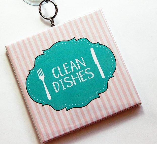Striped Clean/Dirty Dishwasher Sign in Pink & Turquoise - Kelly's Handmade