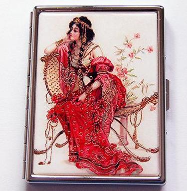 Victorian in Red Slim Cigarette Case - Kelly's Handmade