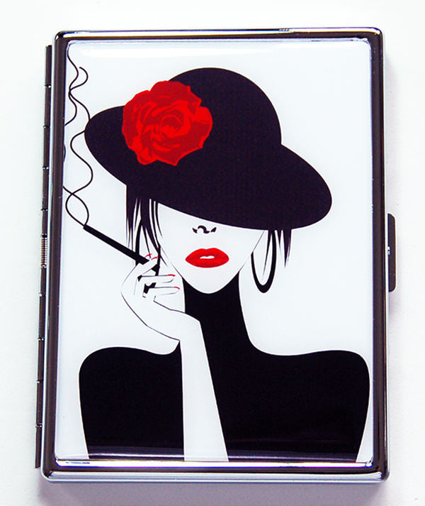 Woman in Black Slim Cigarette Case - Kelly's Handmade