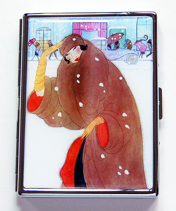 Retro Flapper in Fur Slim Cigarette Case - Kelly's Handmade