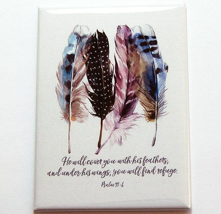 Cover You With His Feathers Magnet - Kelly's Handmade