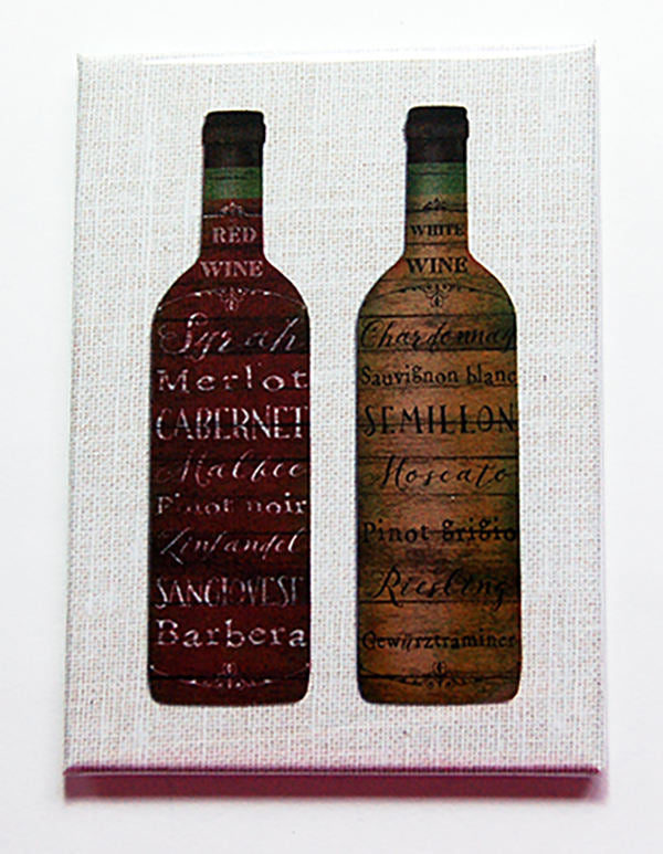 Wine Bottles Red & White Magnet - Kelly's Handmade