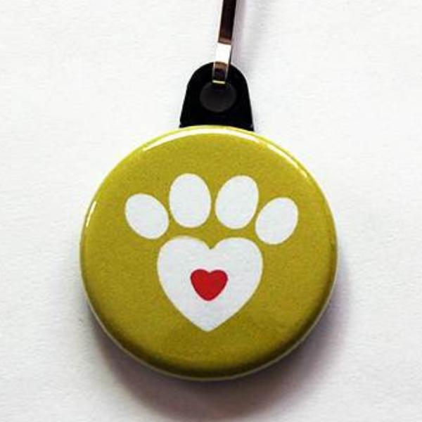 Dog Paw Zipper Pull in Green - Kelly's Handmade