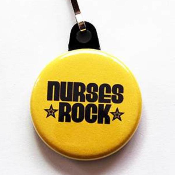 Nurses Rock Zipper Pull in Yellow - Kelly's Handmade