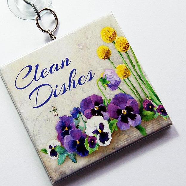 Pansy Clean/Dirty Dishwasher Sign - Kelly's Handmade