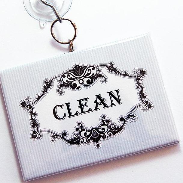 Striped Clean/Dirty Dishwasher Sign in Grey & Black - Kelly's Handmade